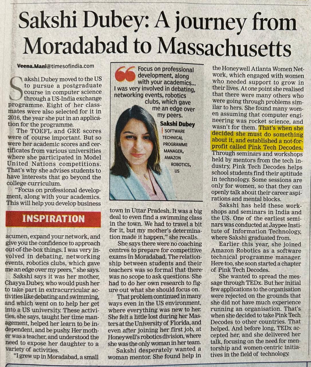 Times of India Article Feature